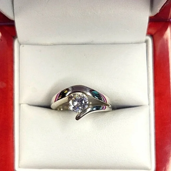 Elegant Sterling Silver Women's Ring with Moissanite Accent - Picture 2 of 7